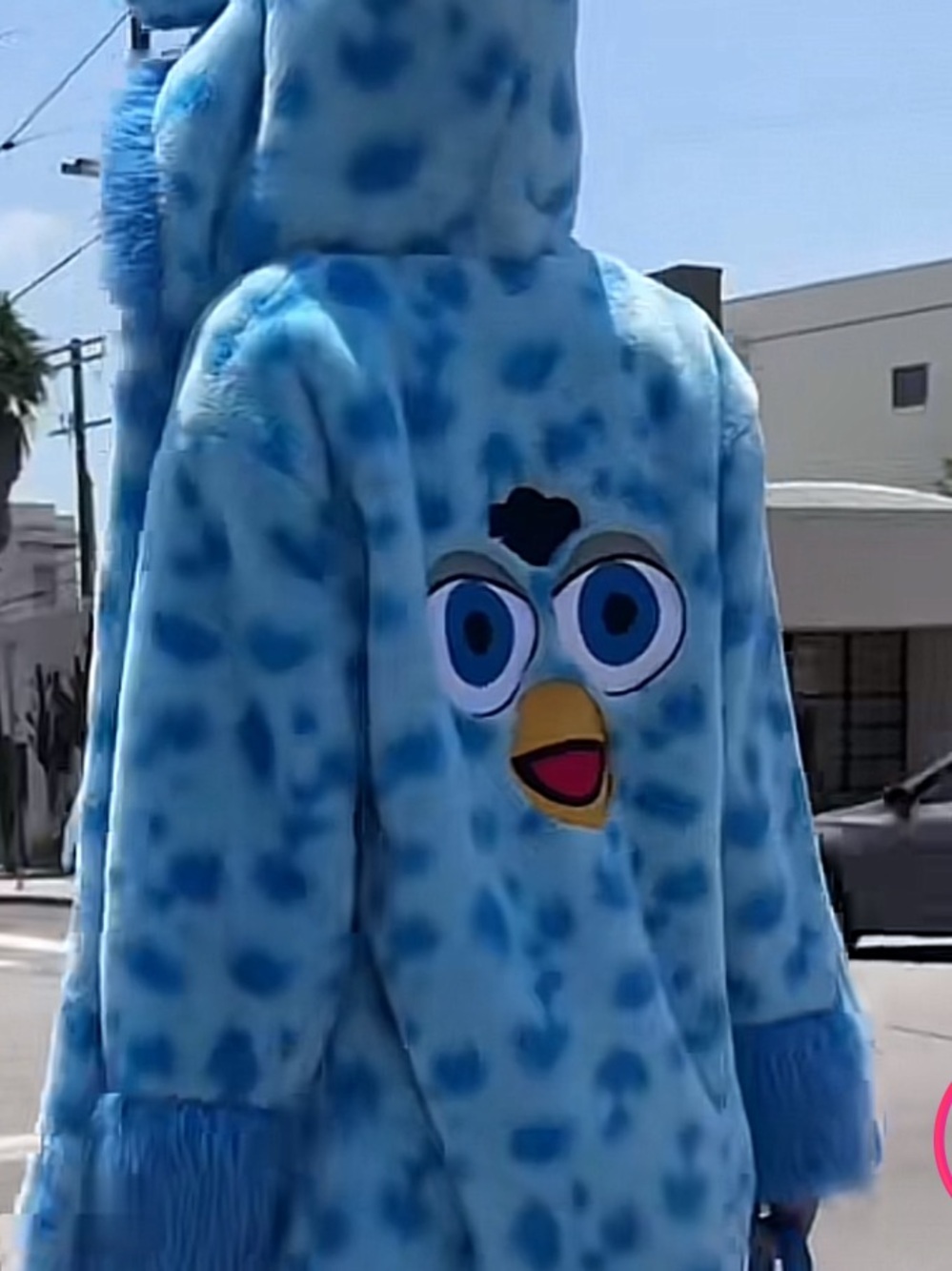 Dolls Kill Furby collab Blue Plush Faux-Fur Character Coat size s